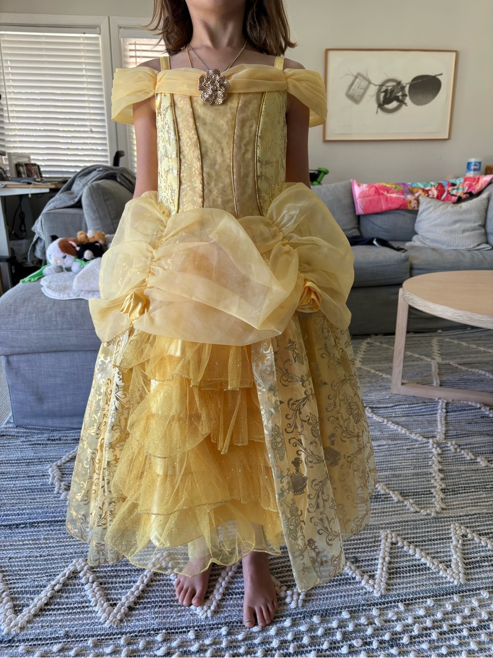 Disney Belle Yellow Princess Ball Gown Costume with Sparkle Details